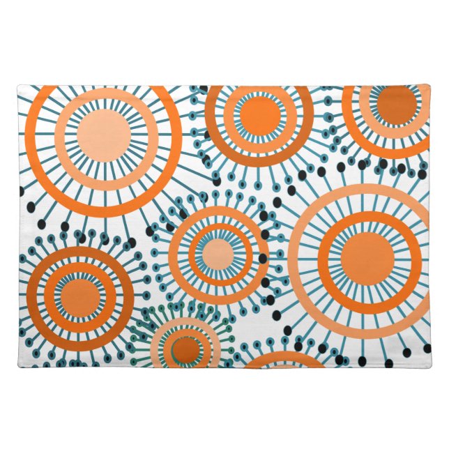 Orange Flowers  Cloth Placemat (Front)