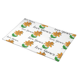 Orange Flowers Cloth Placemat