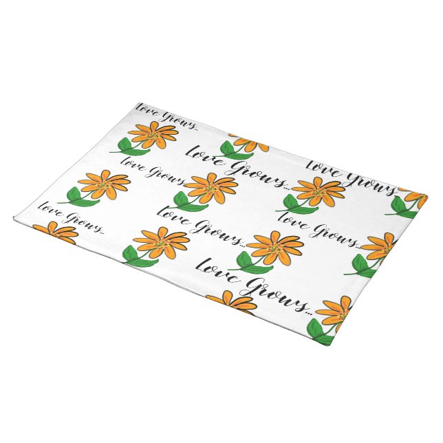 Orange Flowers Cloth Placemat (On Table)