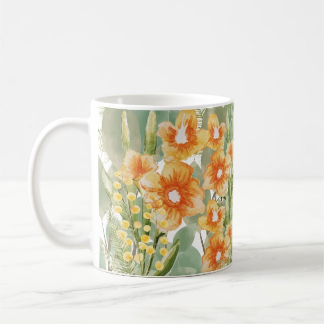 orange flowers coffee mug (Left)
