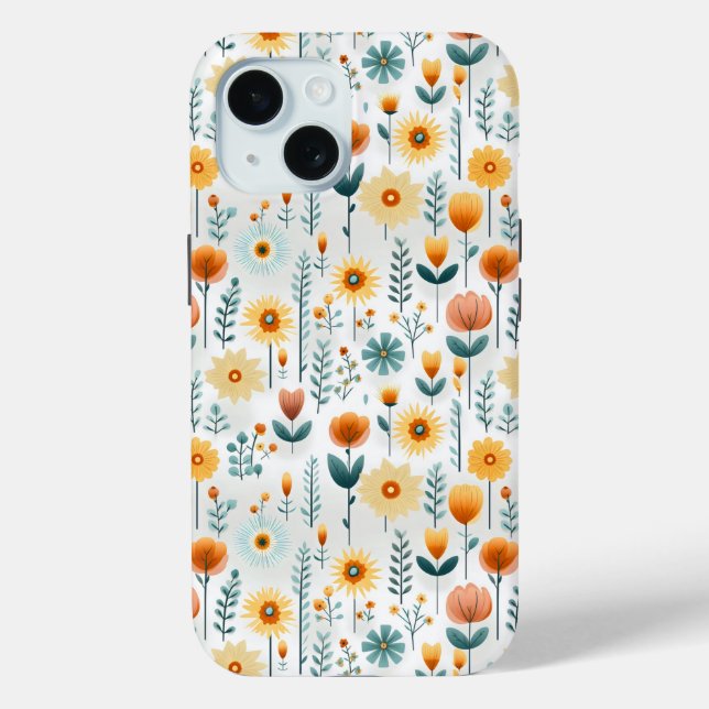 Orange Flowers Colorful Pattern Case-Mate iPhone Case (Back)