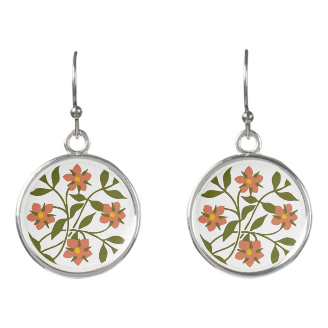 ORANGE FLOWERS  EARRINGS (Front)