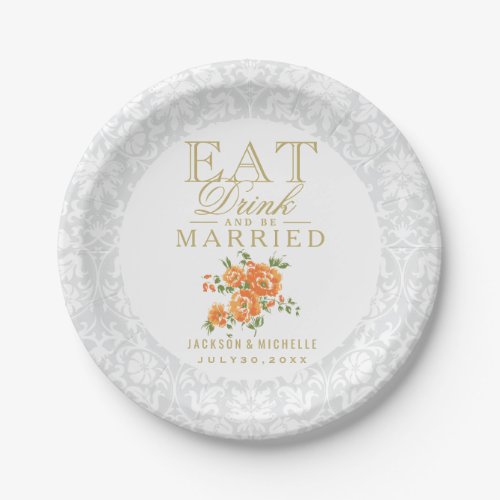 Orange Flowers _ Eat Drink and Be Married Paper Plates