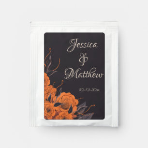 Orange Flowers Elegant Chic date Wedding Tea Bag Drink Mix