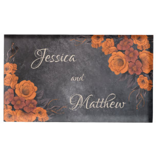 Orange Flowers Elegant Chic  Place Card Holder