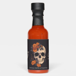 Orange Flowers Elegant Chic Skull date Wedding Hot Sauces