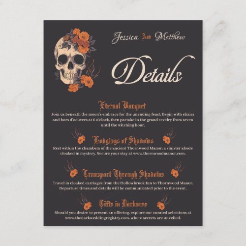 Orange Flowers Elegant gothic QR code details card