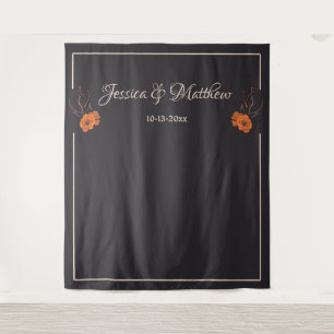 Orange Flowers Elegant Minimalis Wedding Backdrop 