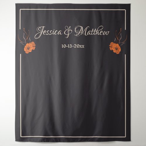 Orange Flowers Elegant Minimalis Wedding Backdrop 