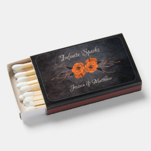 Orange Flowers Elegant Minimalist Quote Wedding Matchboxes