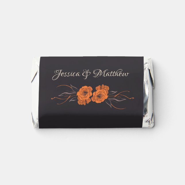 Orange Flowers Elegant Minimalist Wedding  Hershey's Miniatures (Front)