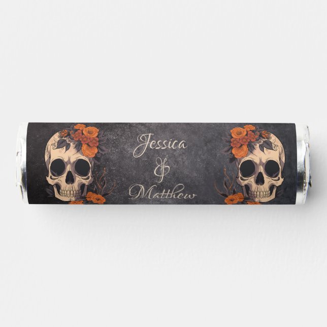 Orange Flowers Elegant Skull Minimalist Wedding  Breath Savers® Mints (Front)