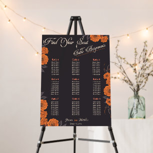 Orange Flowers elegant table plan seating chart Foam Board