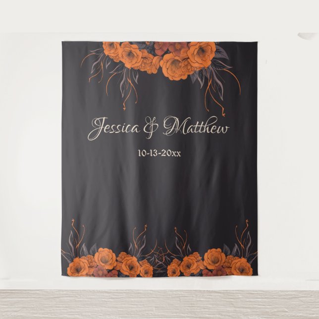 Orange Flowers Elegant Wedding Backdrop  (Front)