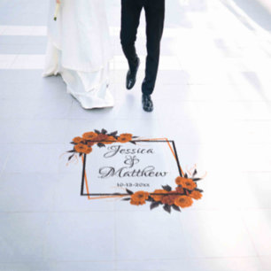 Orange Flowers Elegant Wedding dance Floor Decals