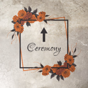 Orange Flowers Elegant Wedding directional Floor Decals