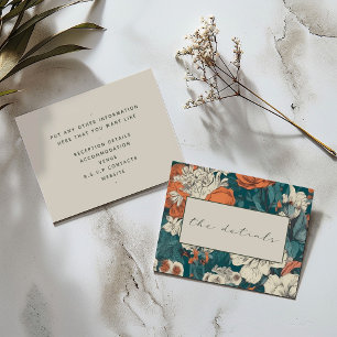 Orange Flowers Elegant Wedding the details Enclosure Card