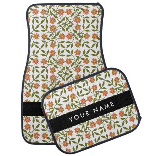 Orange Flowers Floral Pattern Boho Your Name Car Floor Mat