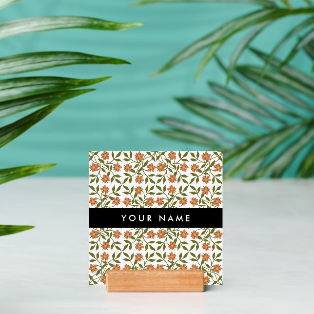 Orange Flowers, Floral Pattern, Boho, Your Name Holder (Insitu 2 (Back))