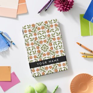 Orange Flowers, Floral Pattern, Boho, Your Name iPad Pro Cover