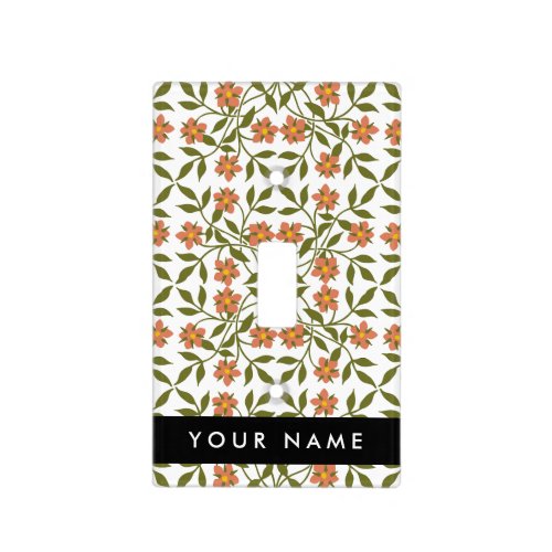 Orange Flowers Floral Pattern Boho Your Name Light Switch Cover