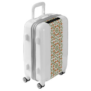 Orange Flowers, Floral Pattern, Boho, Your Name Luggage