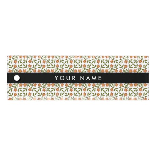 Orange Flowers Floral Pattern Boho Your Name Ruler