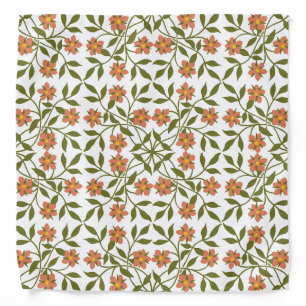 Orange Flowers, Floral Pattern, Greenery, Boho Bandana