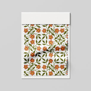 Orange Flowers, Floral Pattern, Greenery, Boho Fabric
