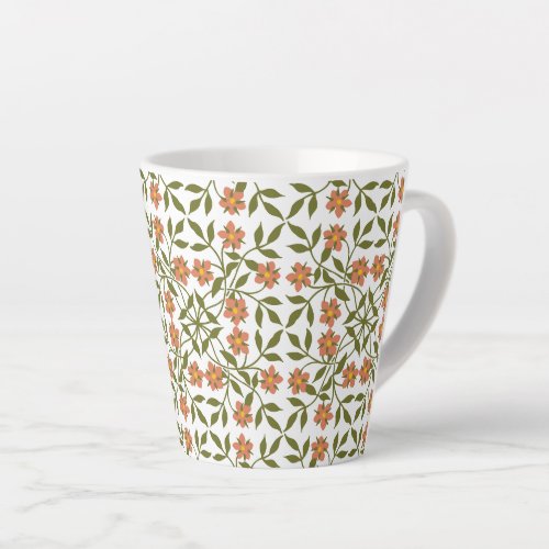 Orange Flowers Floral Pattern Greenery Boho Latte Mug