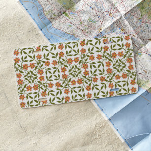 Orange Flowers, Floral Pattern, Greenery, Boho License Plate