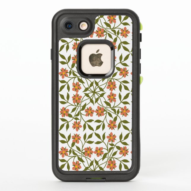 Orange Flowers, Floral Pattern, Greenery, Boho LifeProof iPhone Case (Back)