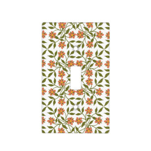 Orange Flowers, Floral Pattern, Greenery, Boho Light Switch Cover