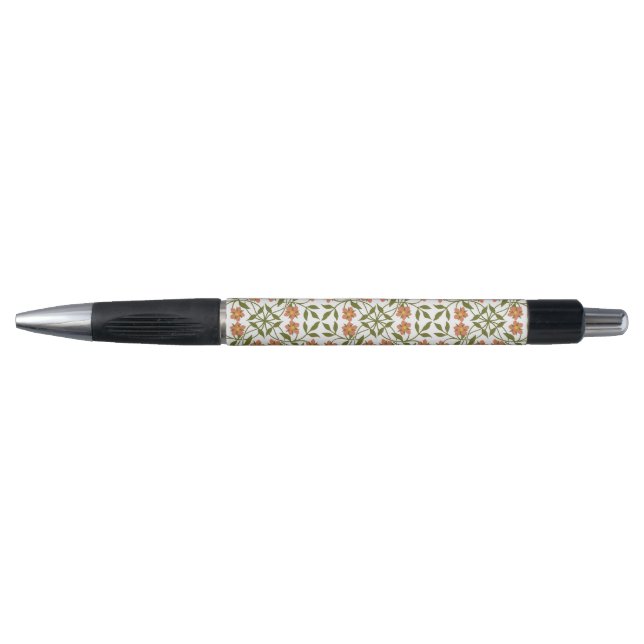 Orange Flowers, Floral Pattern, Greenery, Boho Pen (Front)