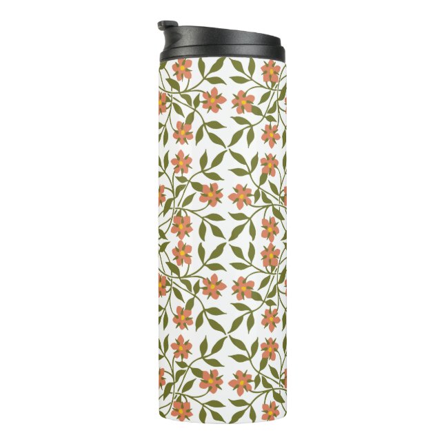 Orange Flowers, Floral Pattern, Greenery, Boho Thermal Tumbler (Rotated Right)