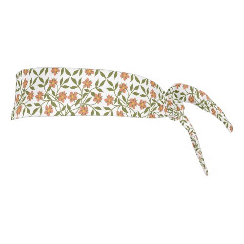 Orange Flowers Floral Pattern Greenery Boho Tie Headband