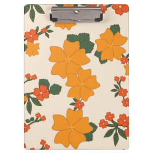 Orange Flowers, Floral Pattern, Pattern Of Flowers Clipboard