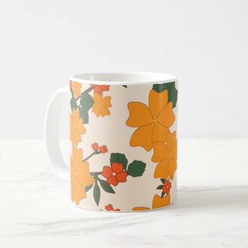 Orange Flowers Floral Pattern Pattern Of Flowers Coffee Mug