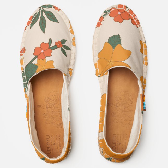 Orange Flowers, Floral Pattern, Pattern Of Flowers Espadrilles (Front)