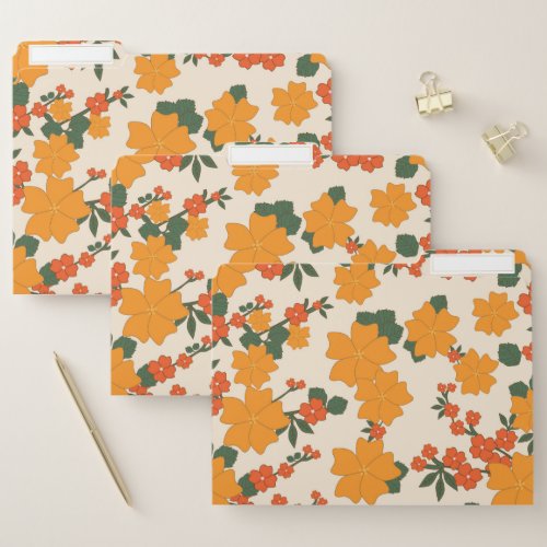 Orange Flowers Floral Pattern Pattern Of Flowers File Folder