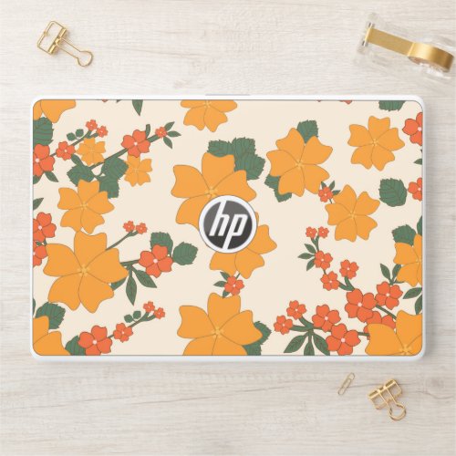 Orange Flowers Floral Pattern Pattern Of Flowers HP Laptop Skin