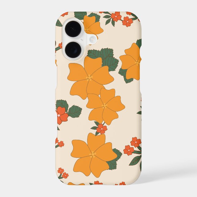 Orange Flowers, Floral Pattern, Pattern Of Flowers Iphone Case (Back)