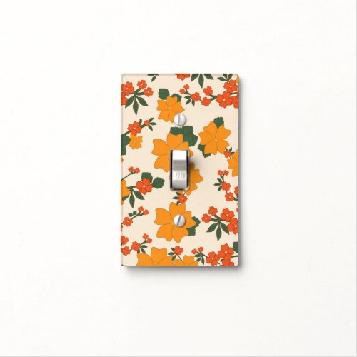 Orange Flowers Floral Pattern Pattern Of Flowers Light Switch Cover