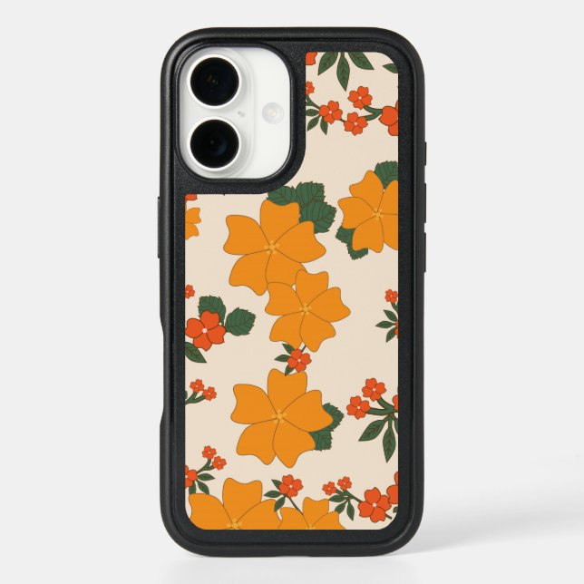 Orange Flowers, Floral Pattern, Pattern Of Flowers Otterbox iPhone Case (Back)