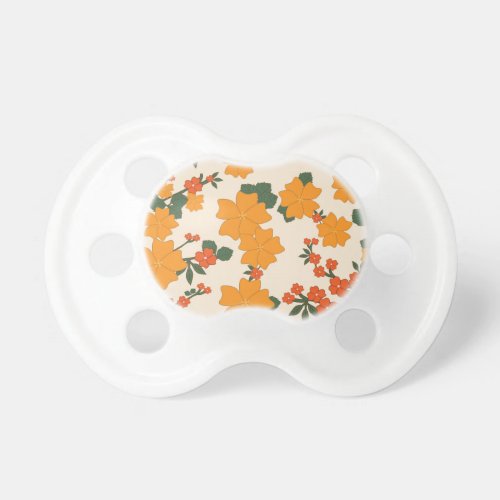 Orange Flowers Floral Pattern Pattern Of Flowers Pacifier