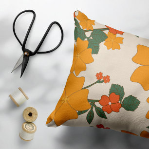 Orange Flowers, Floral Pattern, Pattern Of Flowers Pillow Case