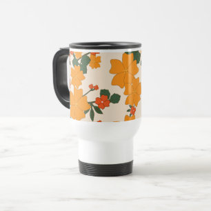 Orange Flowers, Floral Pattern, Pattern Of Flowers Travel Mug
