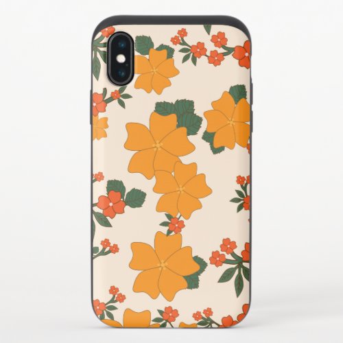 Orange Flowers Floral Pattern Pattern Of Flowers iPhone X Slider Case