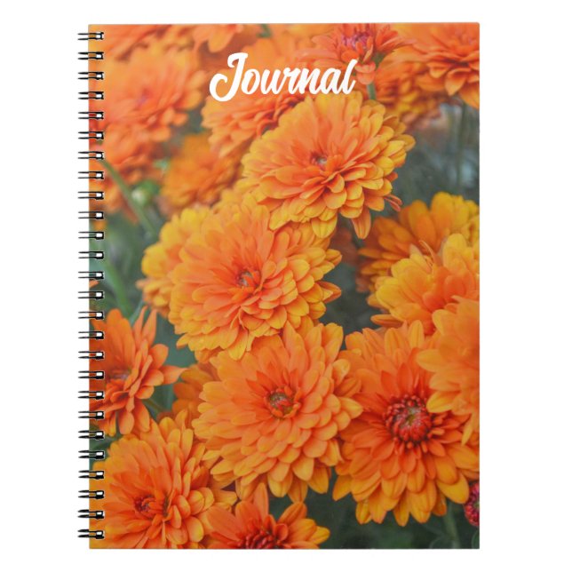 Orange Flowers Garden Mum Journal Spiral (Front)