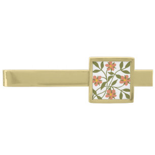 ORANGE FLOWERS GOLD FINISH TIE BAR